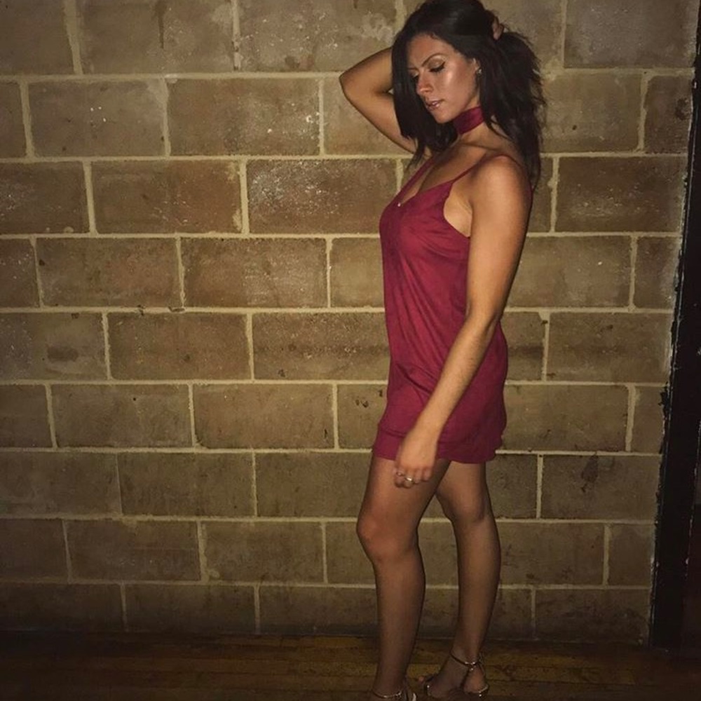 Red mini dress with matching choker